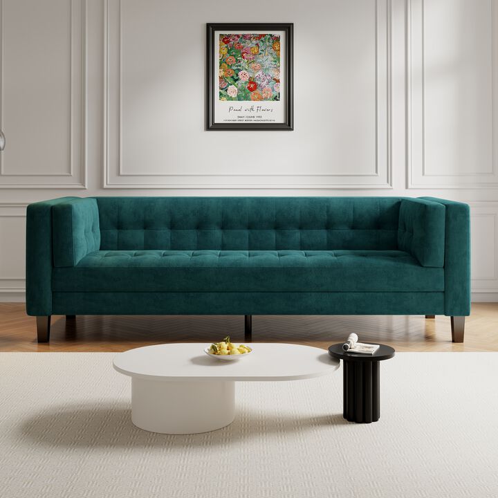 Merax Upholstered Tufted Coach Velvet Sofa
