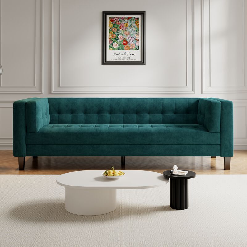 Merax Upholstered Tufted Coach Velvet Sofa