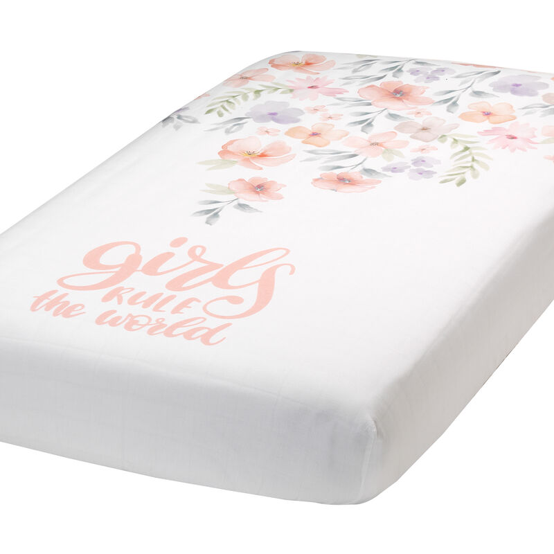 Lambs & Ivy Girls Rule the World Pink Floral 4-Piece Baby Crib Bedding Set