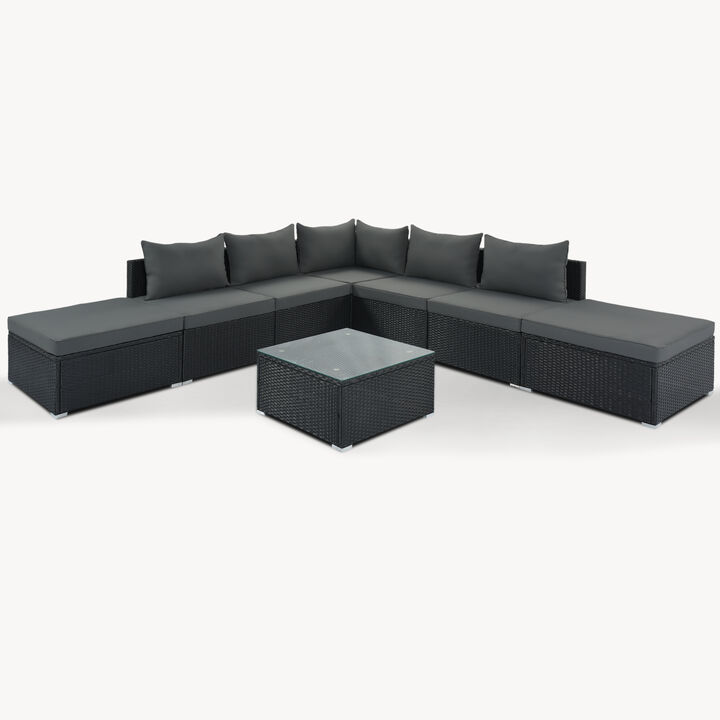 Whisen 8-Pieces Outdoor Patio Furniture Sets, Garden Conversation Wicker Sofa Set