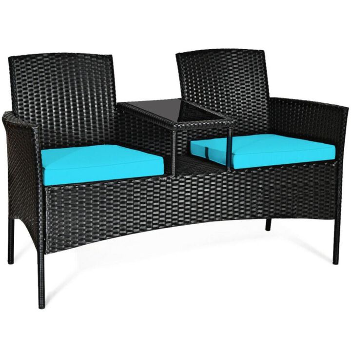 Hivvago Wicker Patio Conversation Furniture Set with Removable Cushions and Table