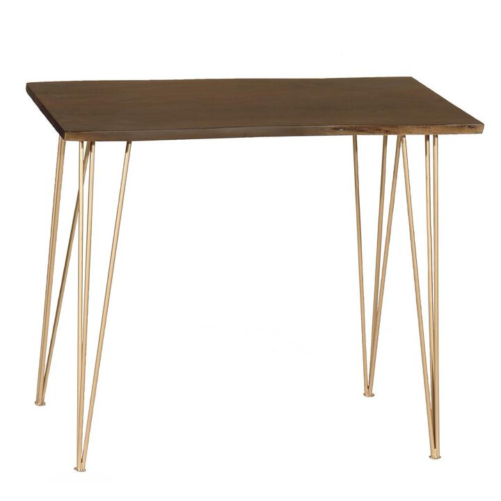 Carolina Living Seti Live Edge Bar Table - Elm Top - Gold Base