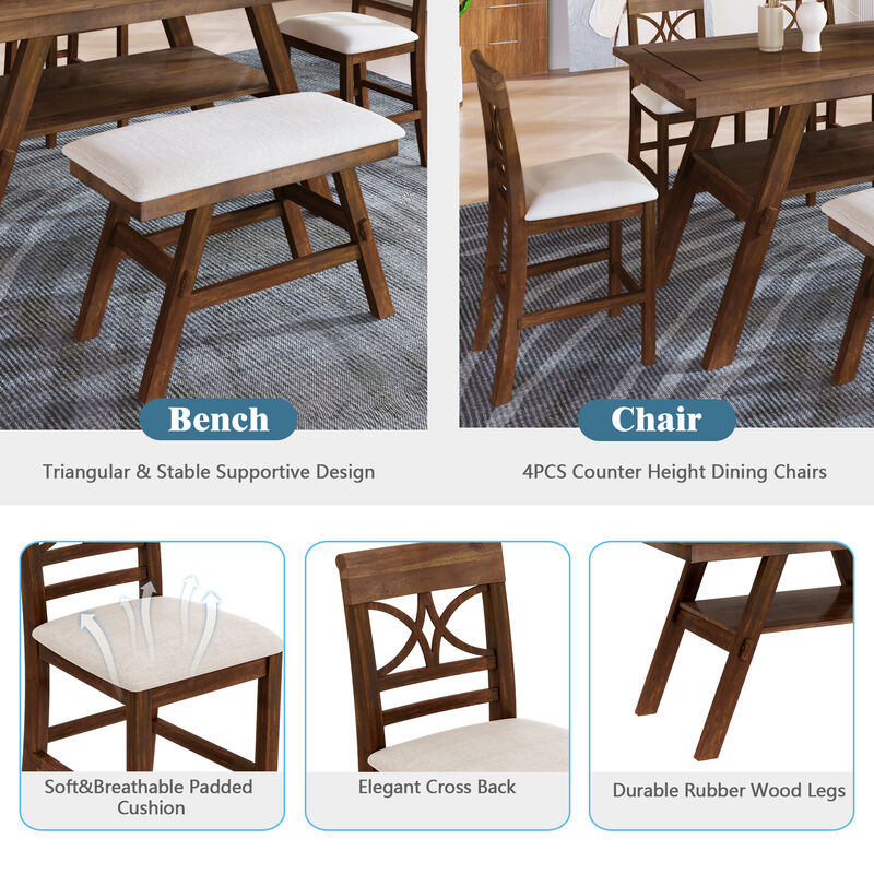Merax Kitchen Dining Table Set with Bench and 4 Chairs