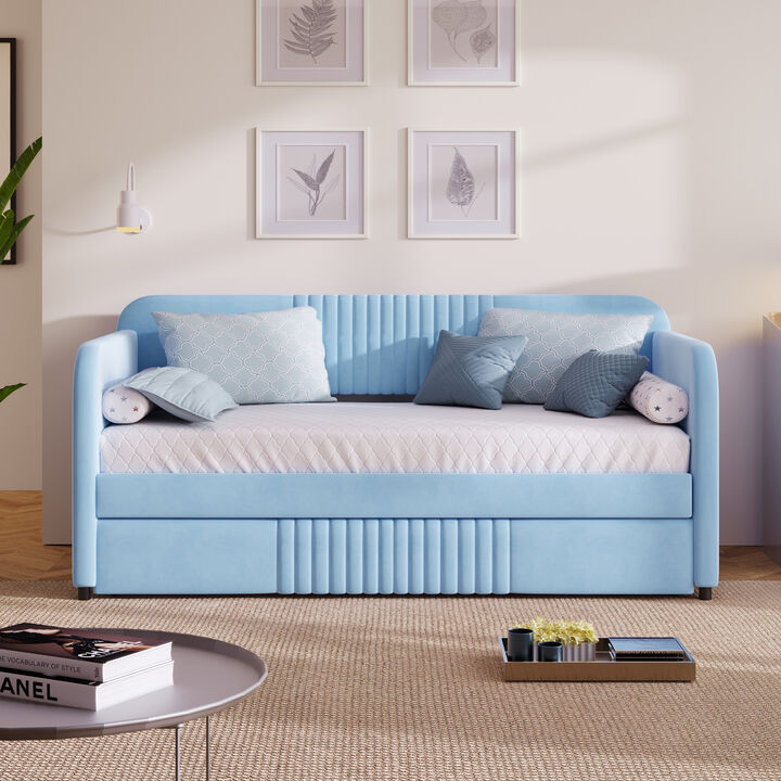 Merax Upholstered Daybed Sofa Bed With Trundle