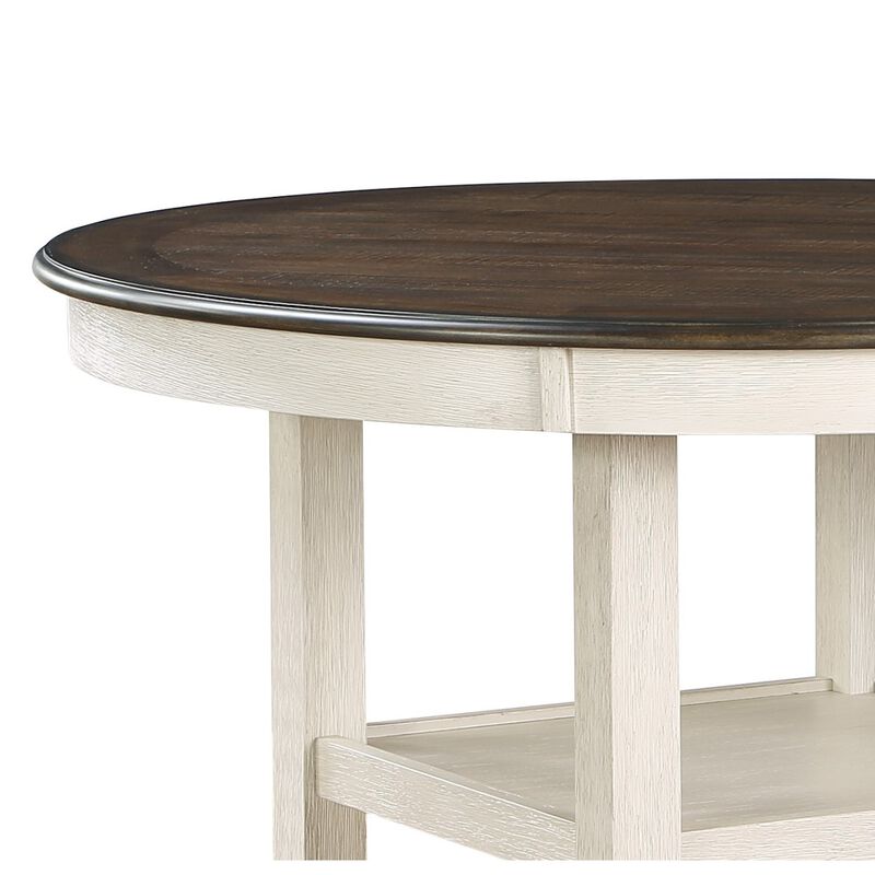 1 Piece Counter Height Table With 2X Display Shelves Transitional Style Furniture