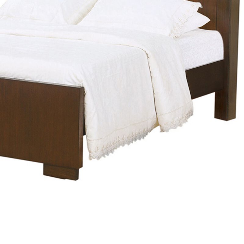 3 Open Bookcase Eastern King Size Bed with Soft Light, Brown-Benzara