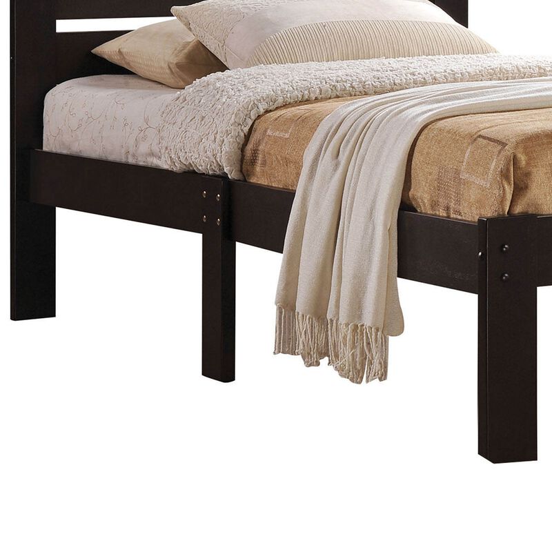 Kenney Elegant Queen Bed, Espresso-Benzara