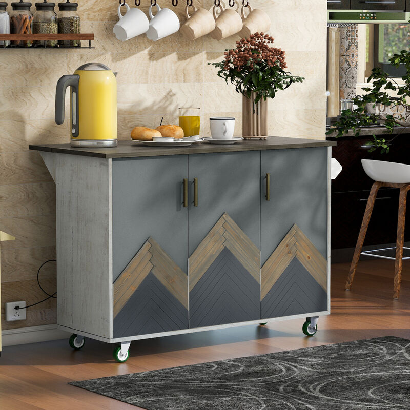 Streamdale Farmhouse Kitchen Island on Wheels with Storage Rack
