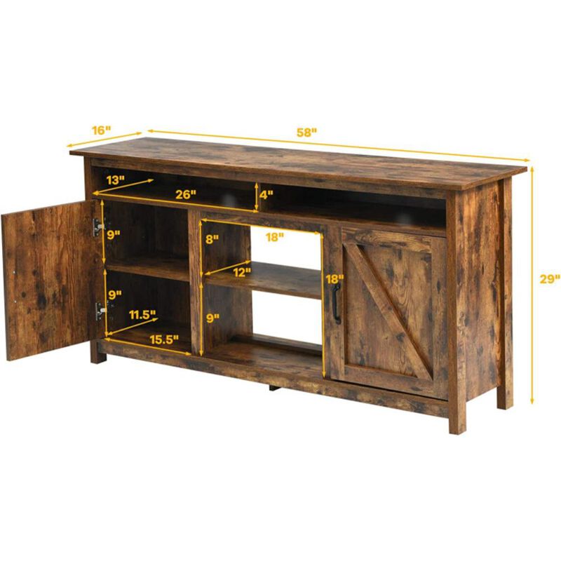 Hivvago 60â€Industrial TV Stand Entertainment Center with Shelve and Cabinet-Brown