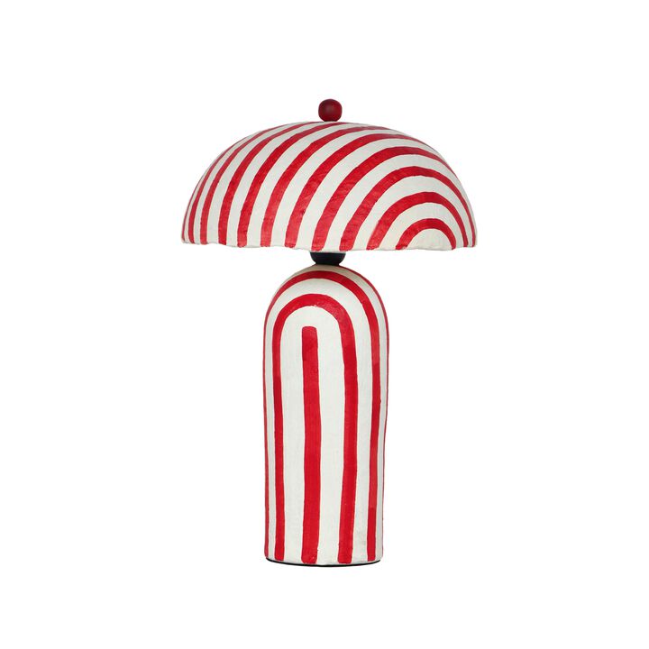 Maiori Black Striped Papier Mache Table Lamp