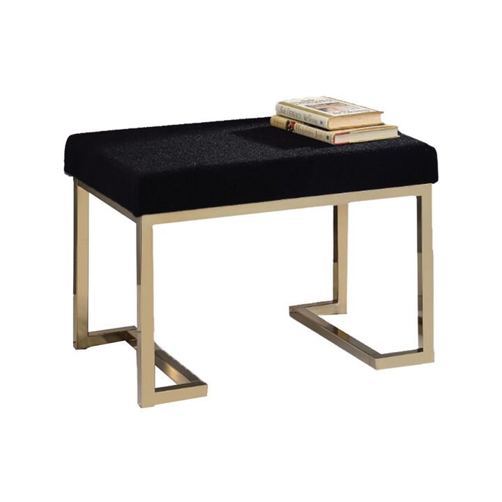 Astonishing Ottoman, Black Fabric & Gold-Benzara