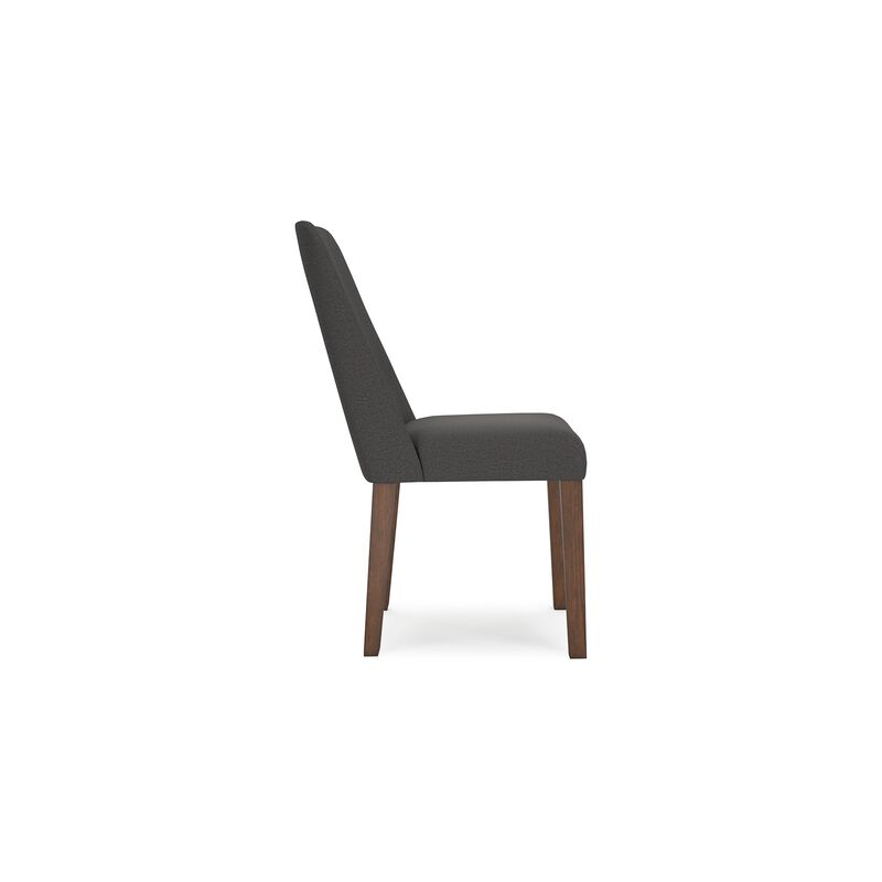 Jeyn Dining Side Chair Set of 2, Solid Wood, Charcoal Gray Polyester - Benzara