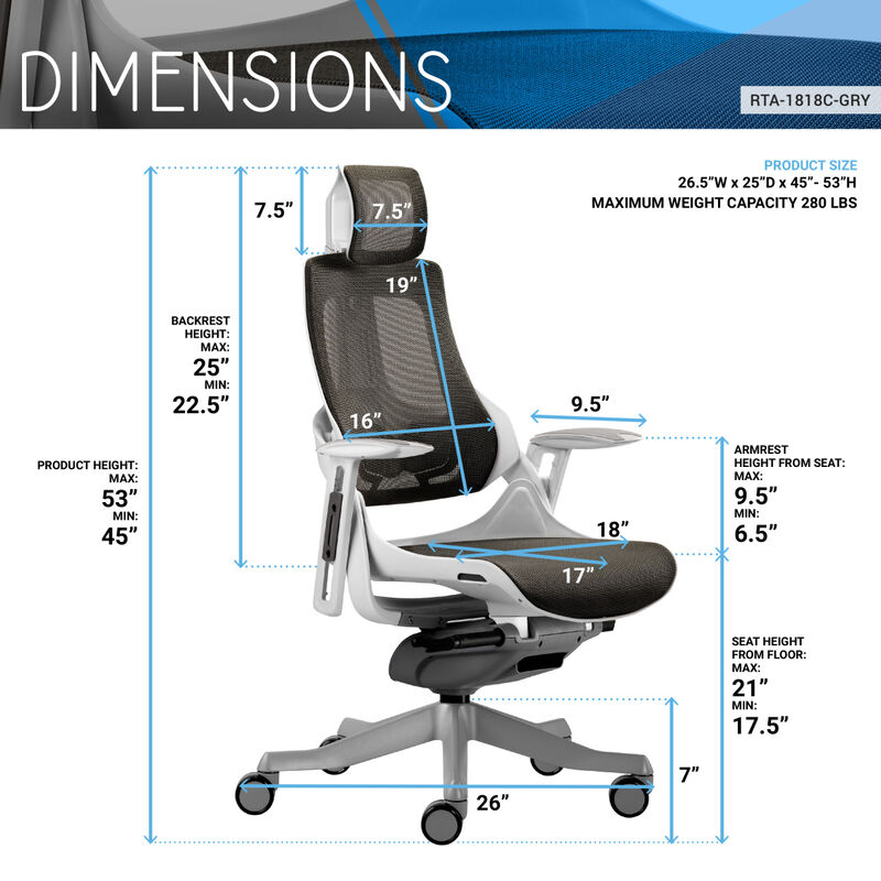 Lux Ergonomic Executive Chair, Grey