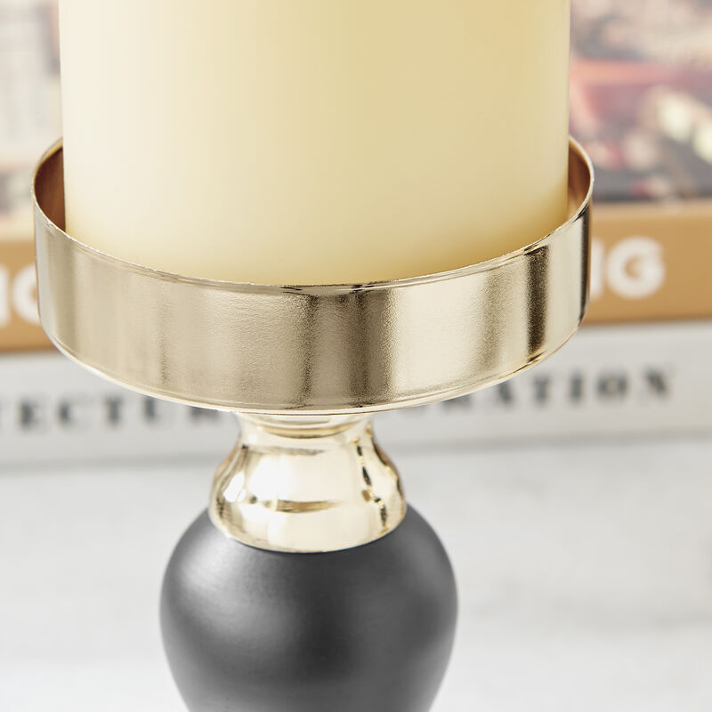 Talia Black and Gold Candlestick Taper Candle Holders - Set of 3