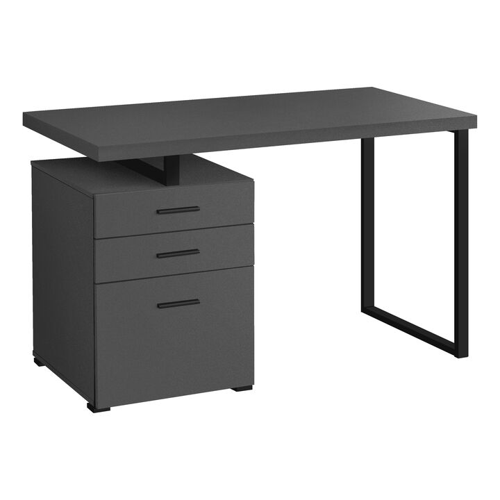 Monarch Specialties I 7645 Computer Desk, Home Office, Laptop, Left, Right Set-up, Storage Drawers, 48"L, Work, Metal, Laminate, Grey, Black, Contemporary, Modern