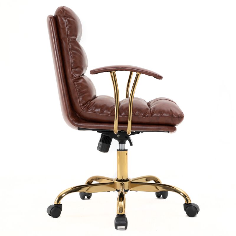 LeisureMod Regina Modern Padded Leather Adjustable Executive Office Chair with Tilt & 360-Degree Swivel – Ergonomic High-Back Desk Chair for Home and Office Comfort