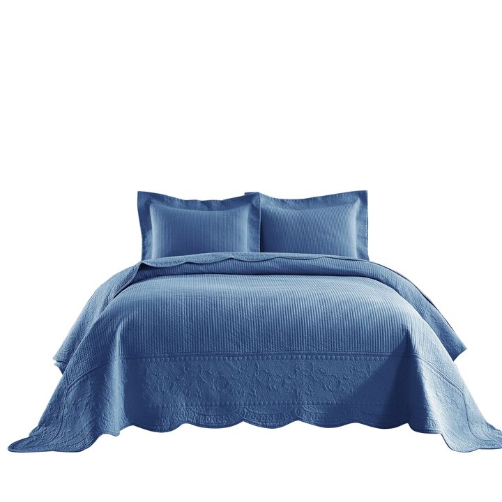 MarCielo 3 PCS 100% Cotton Oversized Bedspread Set Lightweight Quilt Set TG - King