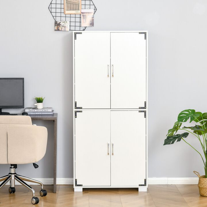 White Kitchen Storage: Industrial 4-Door Pantry Cabinet