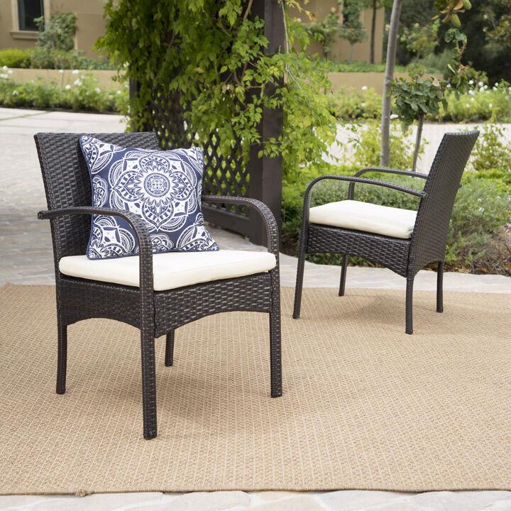 Merax PE Rattan Outdoor Dining Chairs 2 PCS