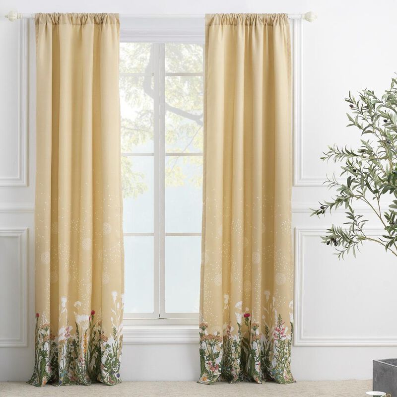 Greenland Home Fashions Barefoot Bungalow Dandelion Window Panel Pair - 42x84", Taupe