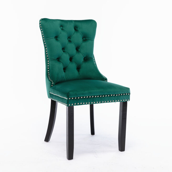 Contemporary Green Velvet Dining Chair Set