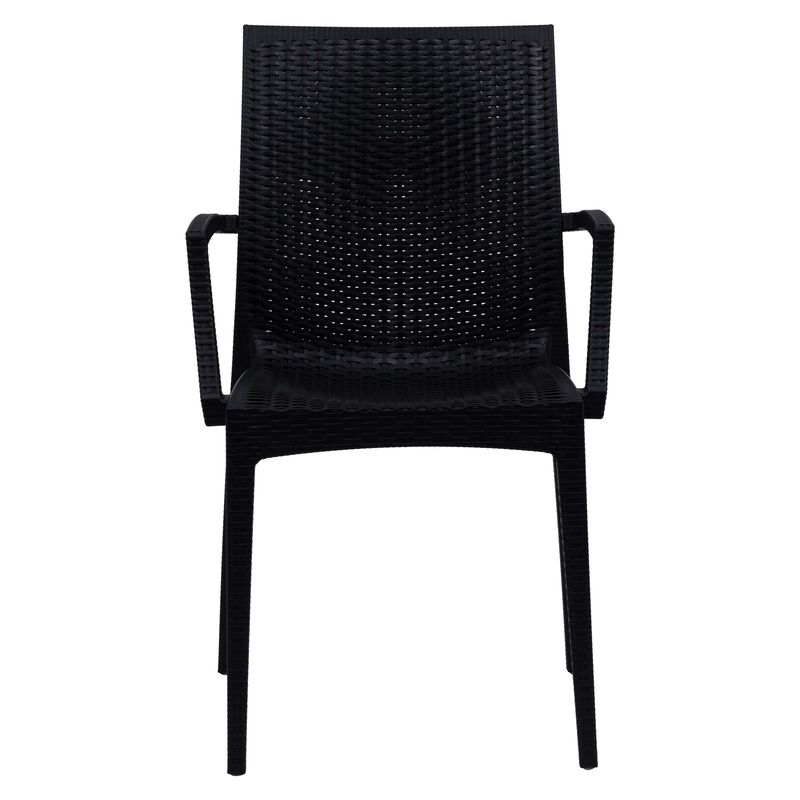 LeisureMod Weave Mace Indoor/Outdoor Chair (With Arms) in Green