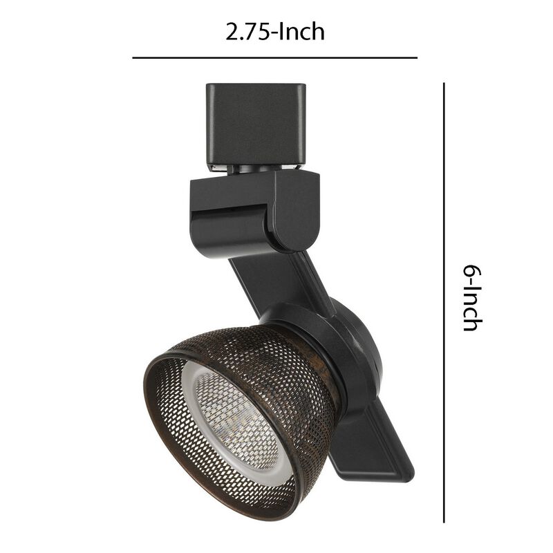 12W Integrated LED Metal Track Fixture with Mesh Head, Black and Bronze - Benzara