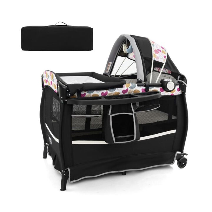 Hivvago 4 in 1 Portable Pack and Play Baby Nursery Center with Bassinet