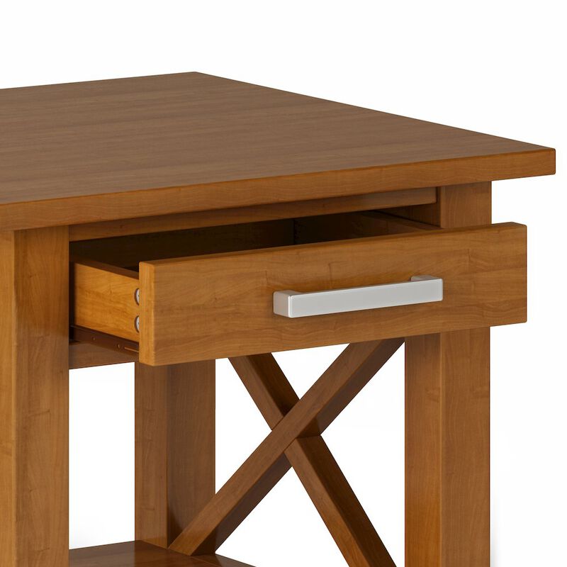 Simpli Home Kitchener Solid Wood End Table In Light Golden Brown