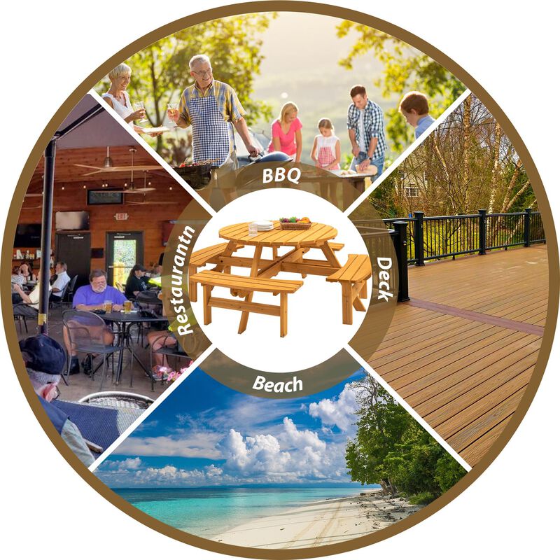 8-Person Picnic Table Large Outdoor Dining Table for Patio, Backyard & Garden