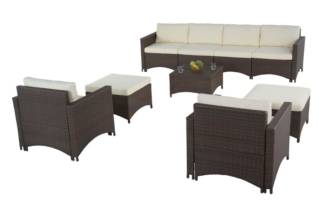 Studio Shine Collection 4-Seater sofa, 2 Armchairs with Ottoman and coffee table converssation set