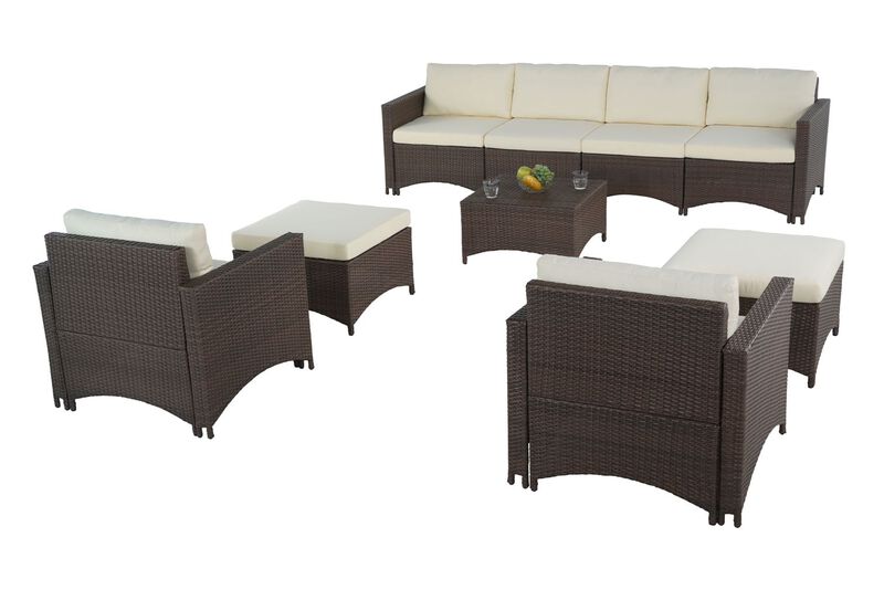 Studio Shine Collection 4-Seater sofa, 2 Armchairs with Ottoman and coffee table converssation set