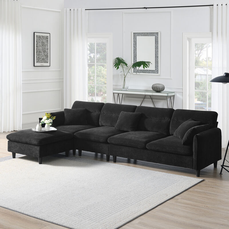 Merax Modern 5 Seats Convertible Sectional Chenille Sofa