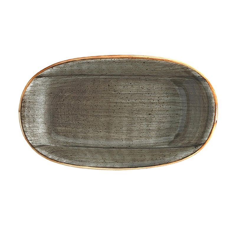 Space 7.5" x 4.25" x h:1" Oval Grey Porcelain Platter (Set of 2)