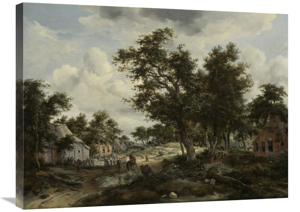 A Wooded Landscape with Travelers on a Path through a Hamlet-Canvas Art-32x24