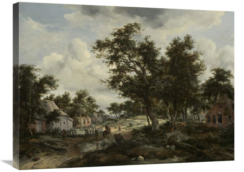 A Wooded Landscape with Travelers on a Path through a Hamlet-Canvas Art-32x24