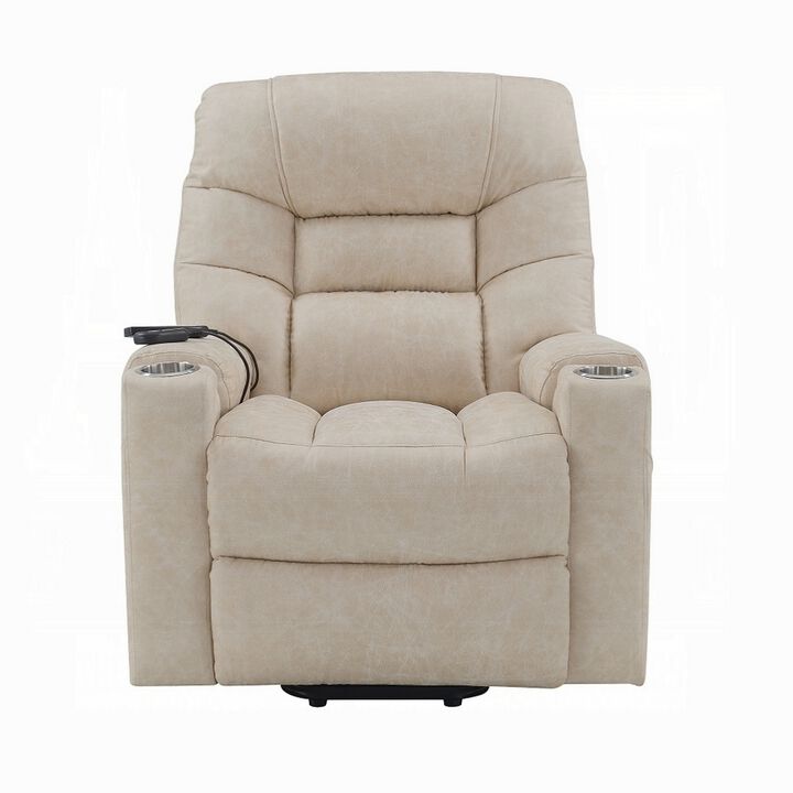 Aira Power Recliner Lift Chair with Heating Massage, Gray Faux Leather - Benzara