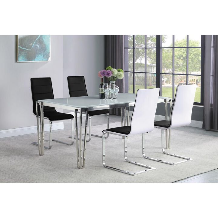 Pauline Rectangular Dining Table with Metal Leg White and Chrome