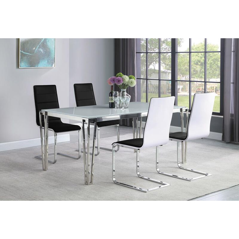 Pauline Rectangular Dining Table with Metal Leg White and Chrome