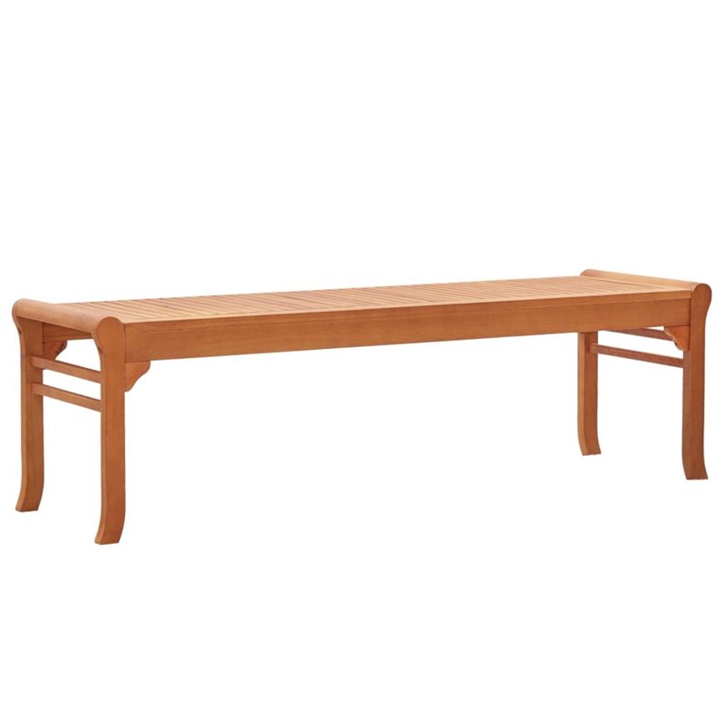 vidaXL 3-Seater Patio Bench - Solid Eucalyptus Wood - Weather-Resistant - Easy Assembly - 59.1" x 17.3" x 17.7" - No Backrest or Armrest - Brown Finish