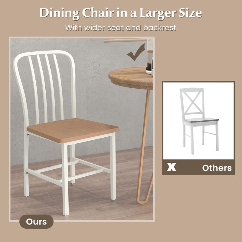 Armless Spindle Back Dining Chair Set of 2 with Ergonomic Seat-White