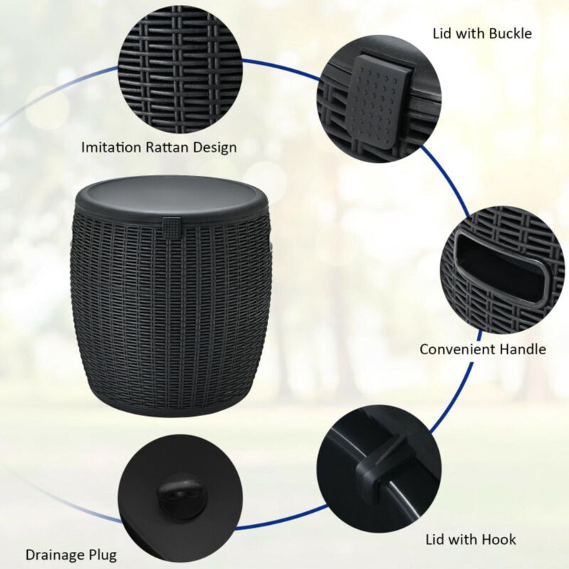 Hivvago 4-in-1 Patio Rattan Cool Bar Cocktail Table Side Table