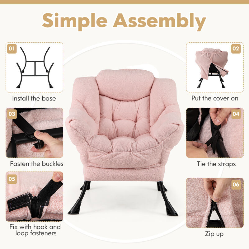 Cozy Sherpa Upholstered Accent Chair with Head Pillow for Stylish Comfort