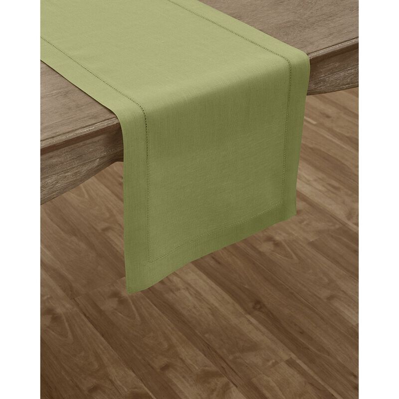 Solino Home 100% Pure Linen Table Runner | Classic Hemstitch for Thanksgiving, Christmas