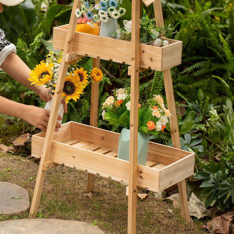 Rustic Wooden Cart with Windmill Accent, Versatile and Decorative Piece for Home or Garden Decor, Perfect for Displaying Plants, Books, and Decorative Items, or as a Unique Storage Solution for Home or Garden Tools