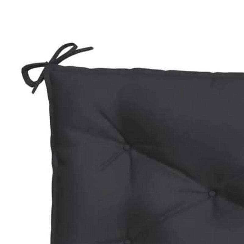 Claire Outdoor Cushion for Bench, Tufted Black Oxford Fabric, 39 Inch - Benzara