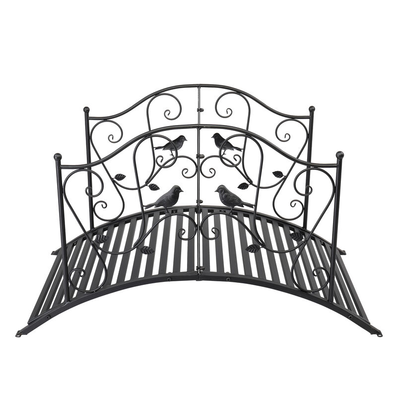Stylish Courtyard Iron Handrail with Arched Design and Bird Motif