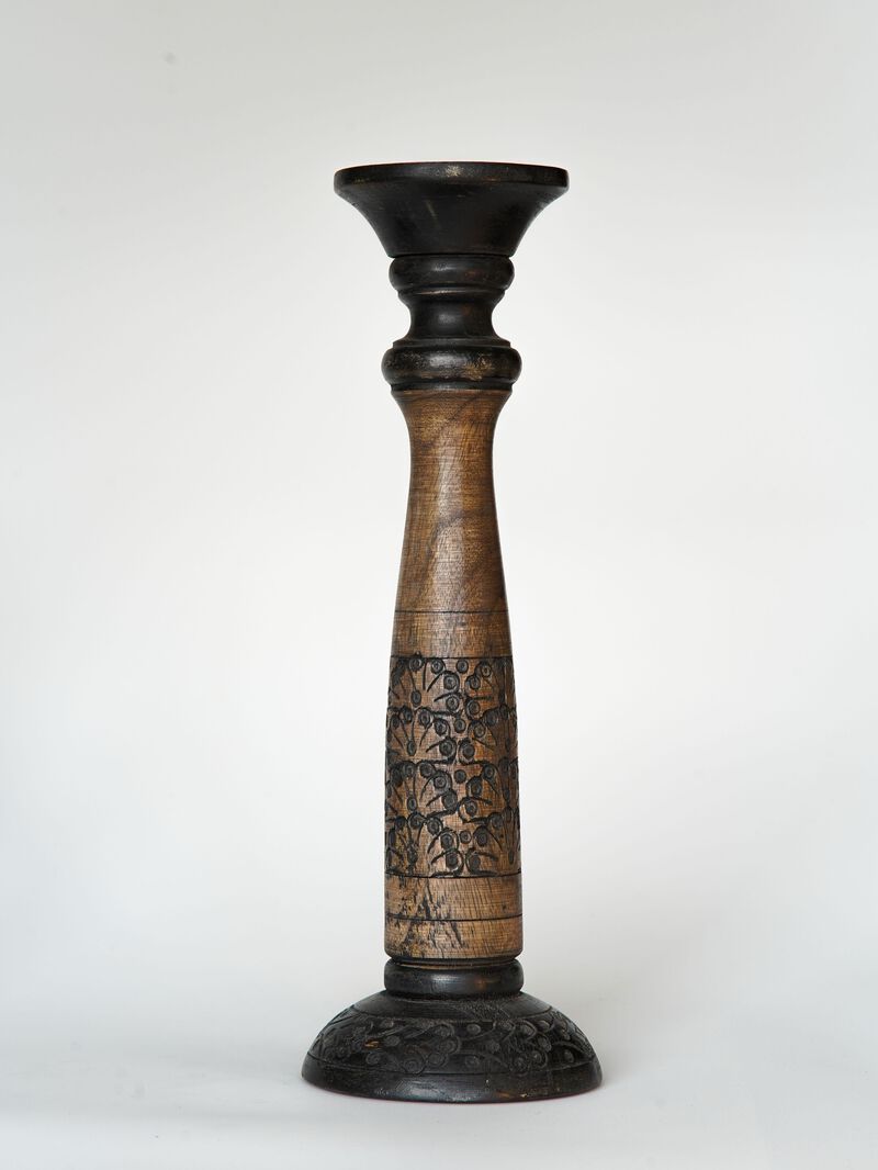 Traditional Black Wash Eco-friendly Handmade Mango Wood Set Of Four 6",9",12" & 15" Pillar Candle Holder