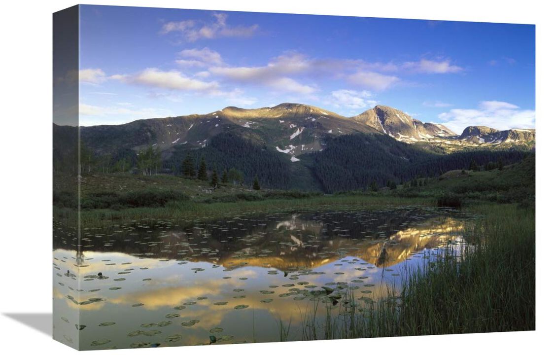 West Needle Mountains reflected pond, Weminuche Wilderness, Colorado-Canvas Art-16x12