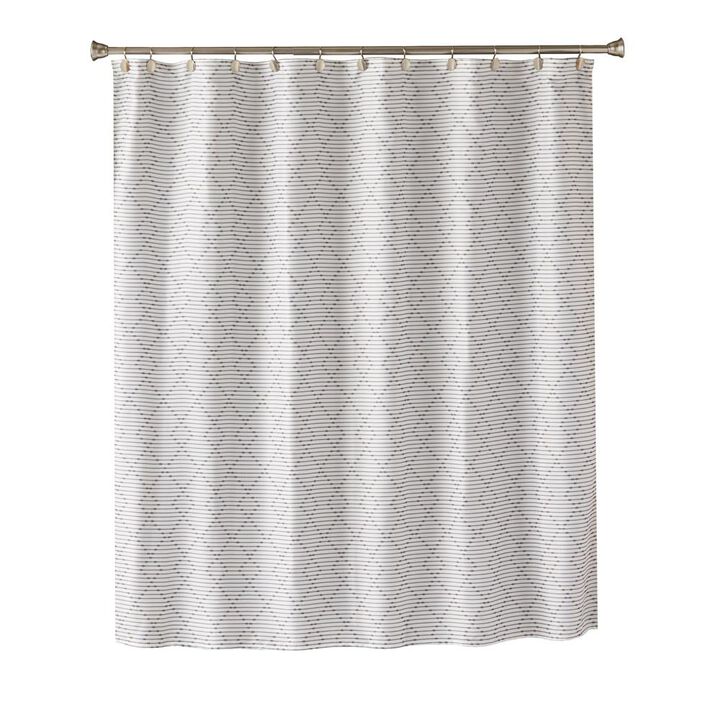Saturday Knight Ltd Geo Diamond 2-Tone Design Fabric Bath Shower Curtain - 70x72", Charcoal